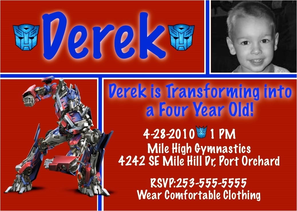 Free Transformer Birthday Invitations Transformer Invitation Free