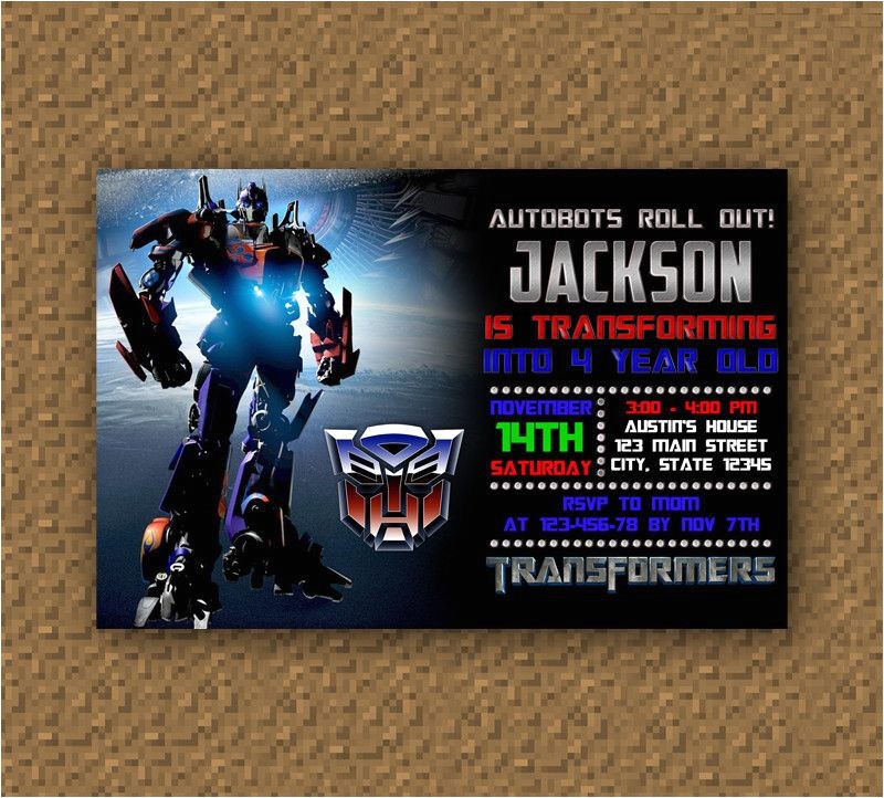 Free Transformer Birthday Invitations Transformer Optimus Prime Birthday Invitation Printable