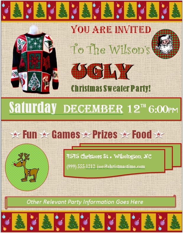 Free Ugly Sweater Party Invites Ugly Christmas Sweater Party Invitations Free Downloads