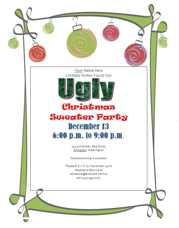 Free Ugly Sweater Party Invites Ugly Christmas Sweater Party Invitations Free Downloads