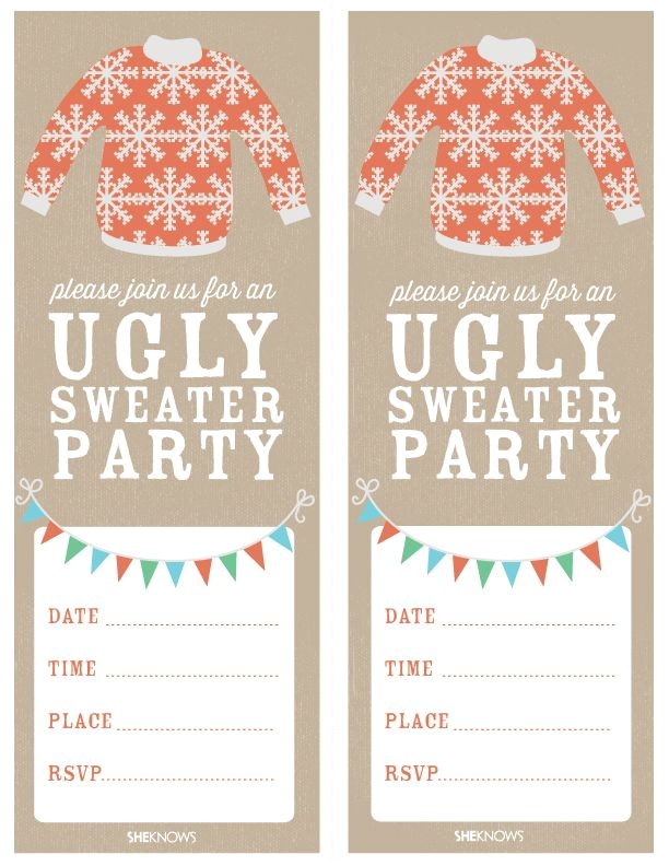 Free Ugly Sweater Party Invites Ugly Sweater Party