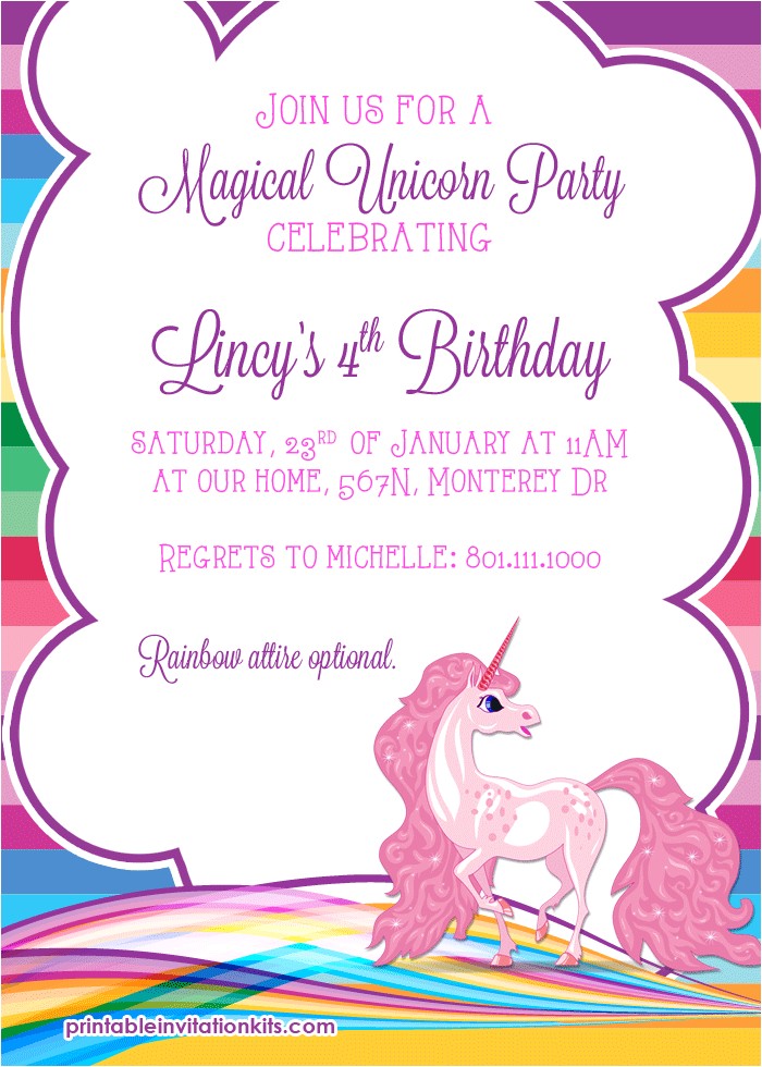 Free Unicorn Invitations for Birthday Party 9 Best Images Of Free Printable Unicorn Invitations