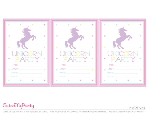 Free Unicorn Invitations for Birthday Party Free Unicorn Birthday Party Printables Catch My Party