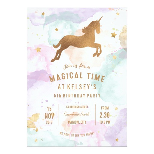 Free Unicorn Invitations for Birthday Party Pastel Unicorn Birthday Party Invitation Zazzle