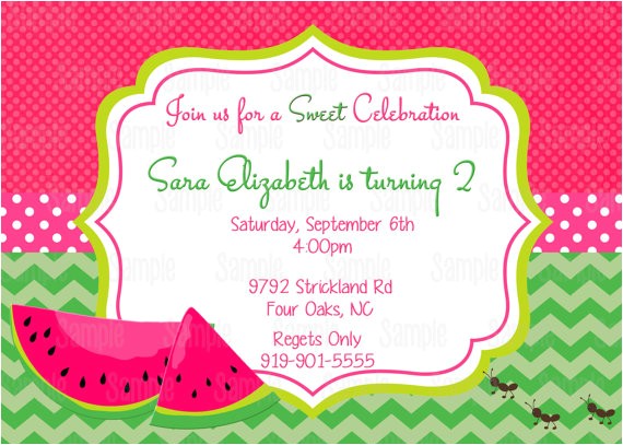 Free Watermelon Birthday Invitations Items Similar to Pink Watermelon Invitation Printable