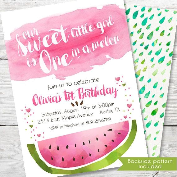 Free Watermelon Birthday Invitations Watercolor Watermelon Birthday Invitation Printable