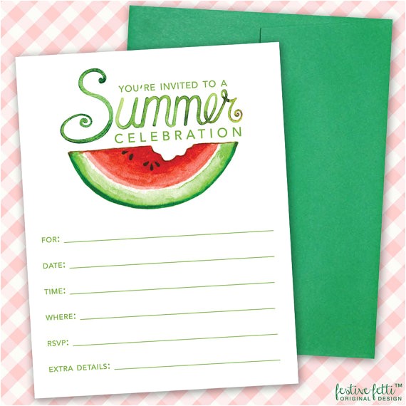 Free Watermelon Birthday Invitations Watermelon Birthday Party Invitation Summer Party