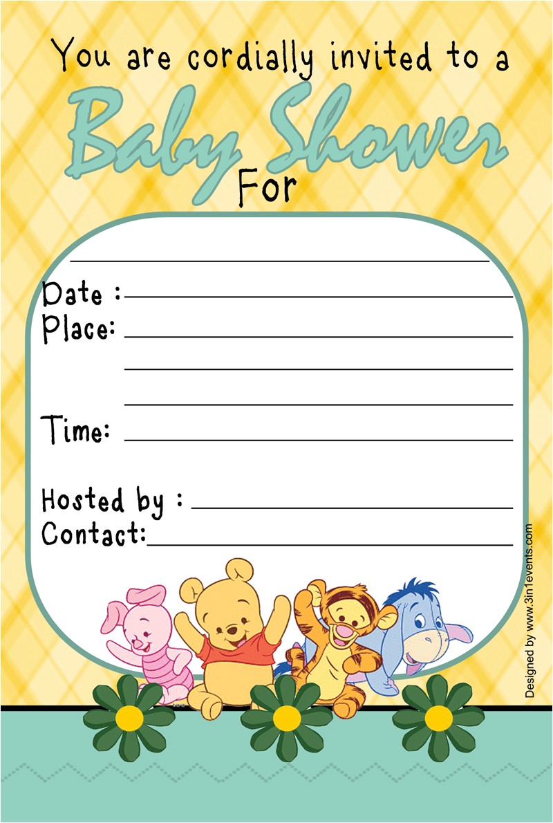 Free Winnie the Pooh Baby Shower Invitations Winnie the Pooh Baby Shower Invitation – 3in1 events