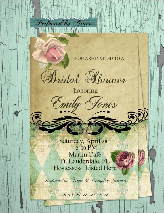 French Country Bridal Shower Invitations Bridal Shower Elegant French Country with Pink Rose