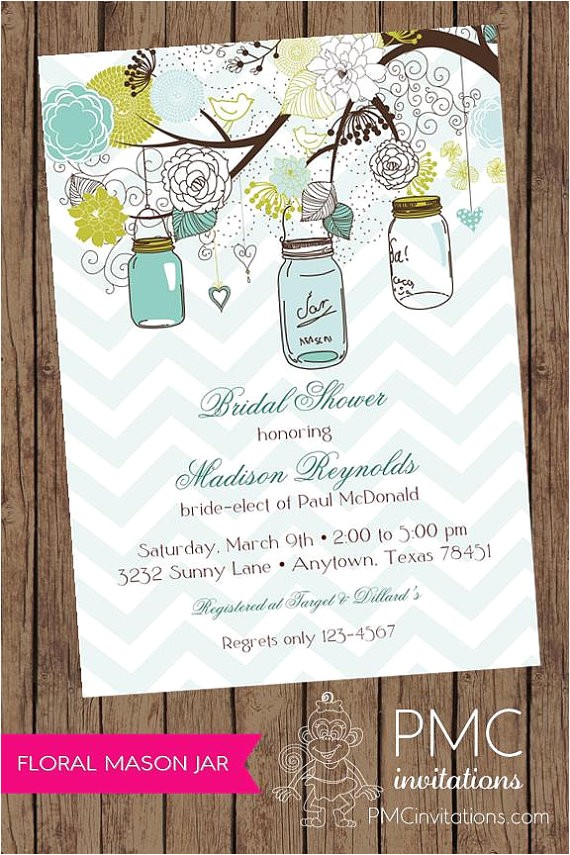 French Country Bridal Shower Invitations Vintage Shabby Chic French Country Mason Jar Shower Baby