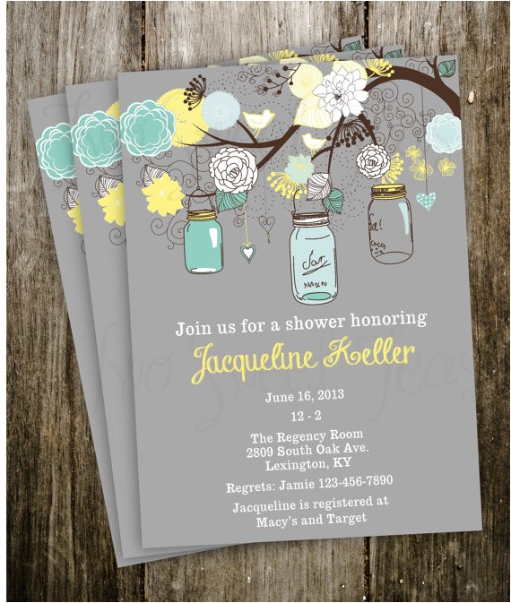 French Country Bridal Shower Invitations Vintage Shabby Chic French Country Mason Jar Shower by