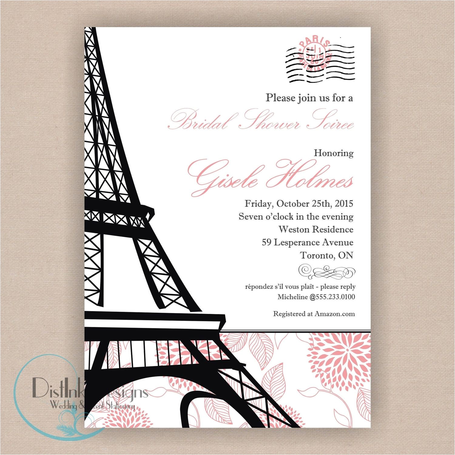 French Inspired Bridal Shower Invitations Paris Bridal Shower Invitation Printable 5×7 Eiffel