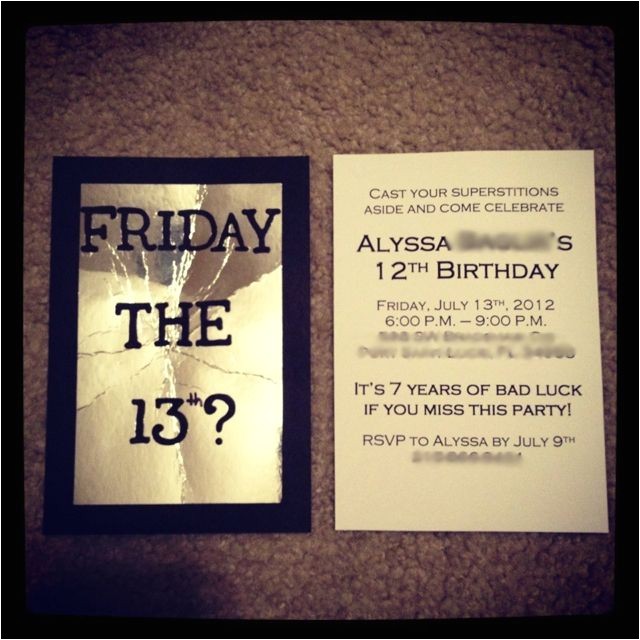 Friday the 13th Birthday Party Invitations Friday the 13th Birthday Invitations Diy Pinterest