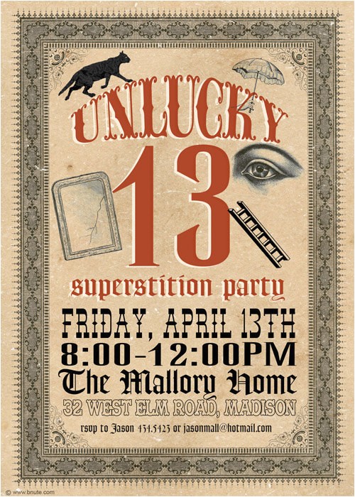 Friday the 13th Birthday Party Invitations Items Similar to Friday the 13th Superstition Party On Etsy