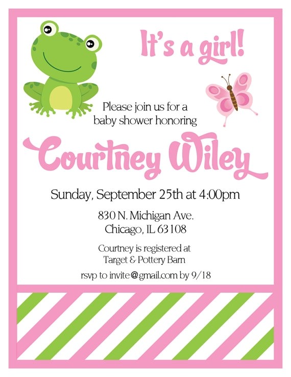 Frog themed Baby Shower Invitations Frog Baby Shower Invitation Girl Frogs by Partydecorations