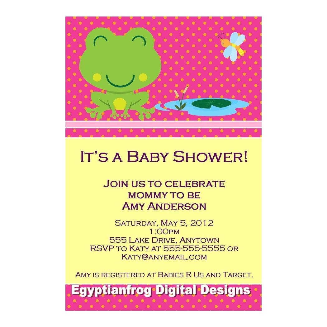 Frog themed Baby Shower Invitations Frog Baby Shower Invitations