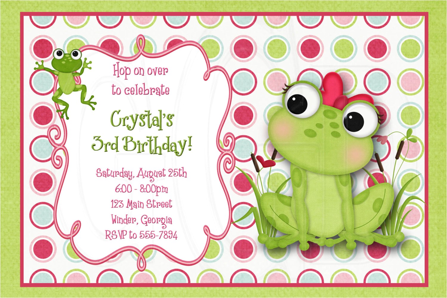 Frog themed Baby Shower Invitations Frog Birthday Invitation or Baby Shower Invite Digital File