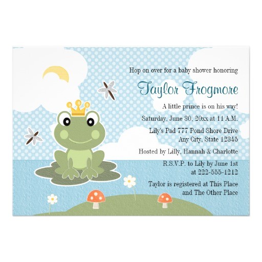 Frog themed Baby Shower Invitations Frog Prince Baby Shower theme Invitations Thank You Cards