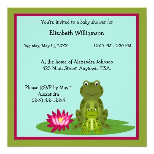 Frog themed Baby Shower Invitations Mommy and Baby Frog theme Baby Shower 5 25×5 25 Square