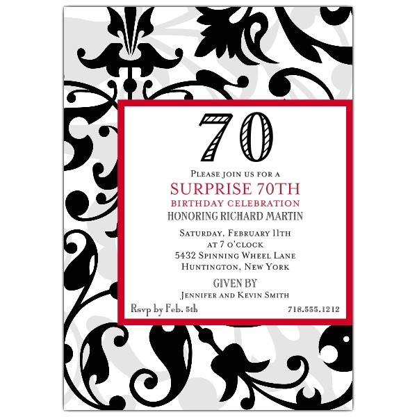 Funny 70th Birthday Invitation Wording Fun Faux Flocked 70th Birthday Invitations Paperstyle