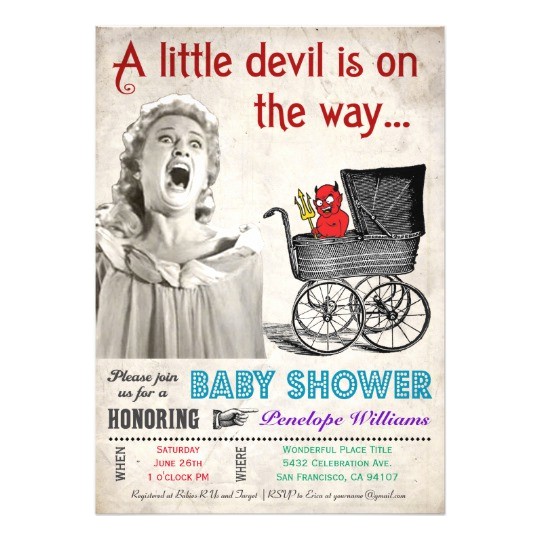 Funny Baby Shower Invite Wording Funny Devil Baby Shower Invitations