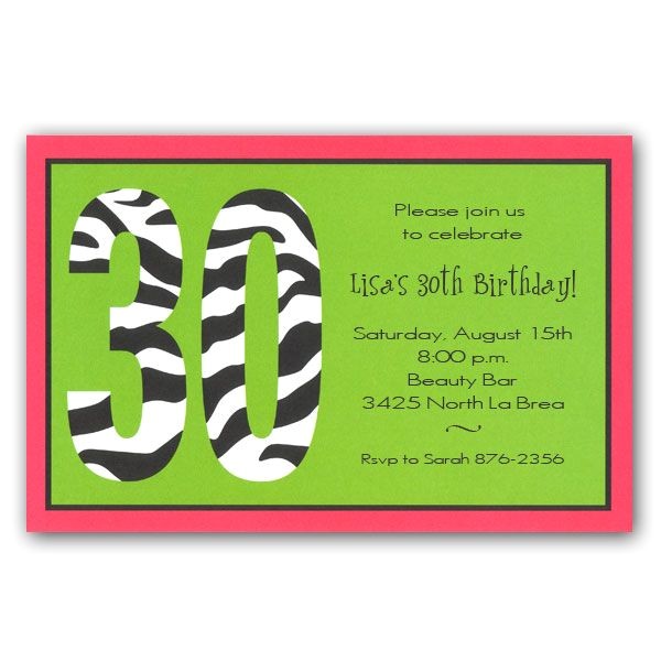 Funny Birthday Invitation Wording for 30th Zebra 30th Birthday Invitations Clearance Paperstyle