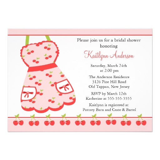 Funny Bridal Shower Invites Fun Cherry Retro Kitchen Bridal Shower Invitation 5" X 7