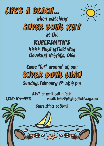 Funny Super Bowl Party Invitation Wording Super Bowl Football Luau Party Invitations Personalized Funny Super Bowl Party Invitation Wording Super Bowl Football Luau Party Invitations Personalized