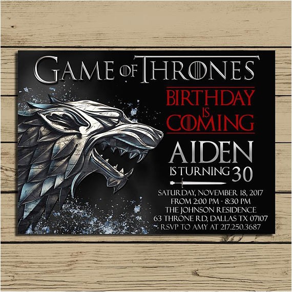 Game Of Thrones Birthday Invitation Game Of Thrones Invitation Game Of Thrones Birthday Party