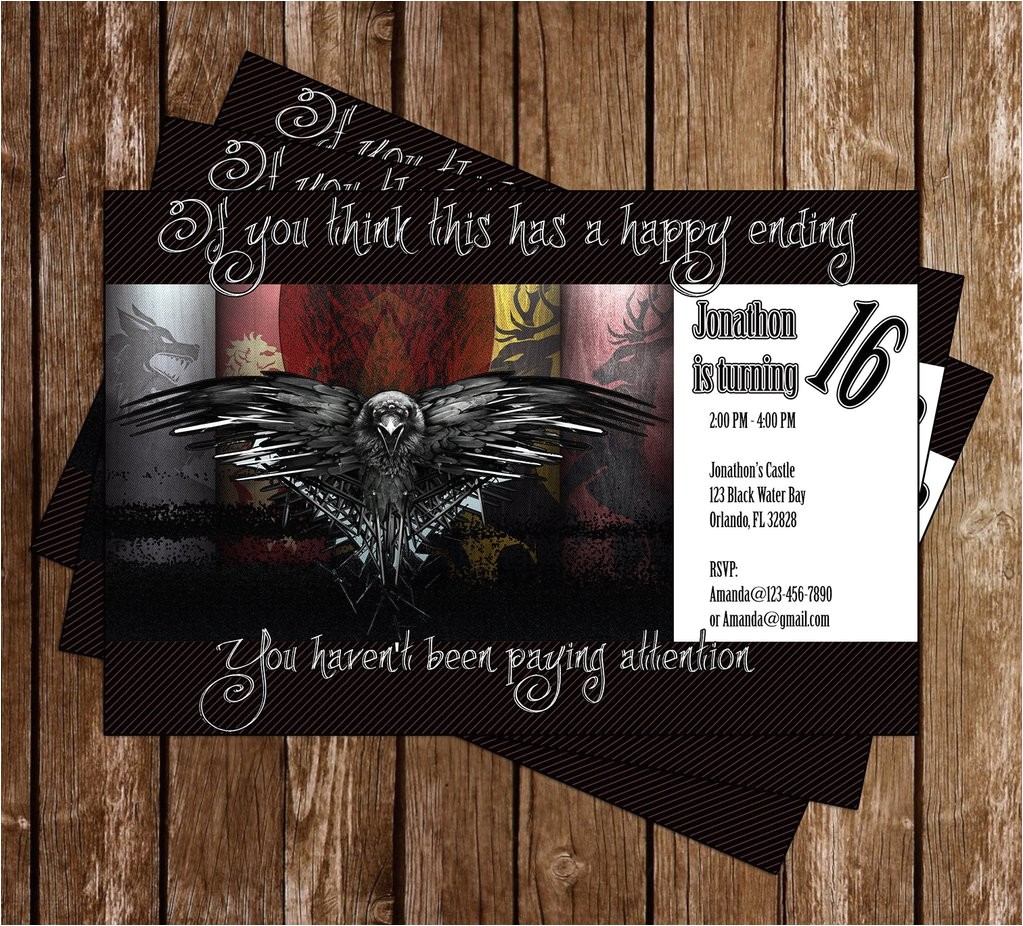 Game Of Thrones Birthday Party Invitations Novel Concept Designs Game Of Thrones Show Birthday