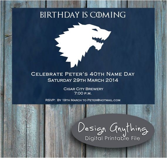 Game Of Thrones Party Invitation Printable Game Of Thrones Birthday Party Invitation G O