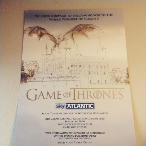 Game Of Thrones Premiere Party Invitation 32 Things We Learned when We Were Invited to the Game Of
