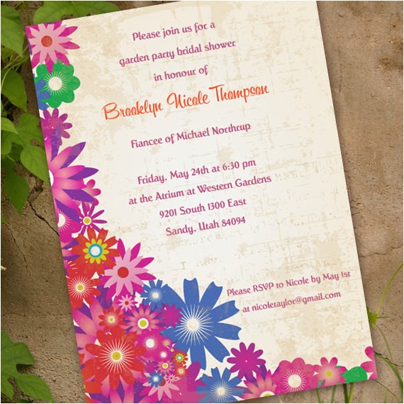 Garden Party Bridal Shower Invitations Floral Bridal Shower Invitation Garden Party by Ceceliajane