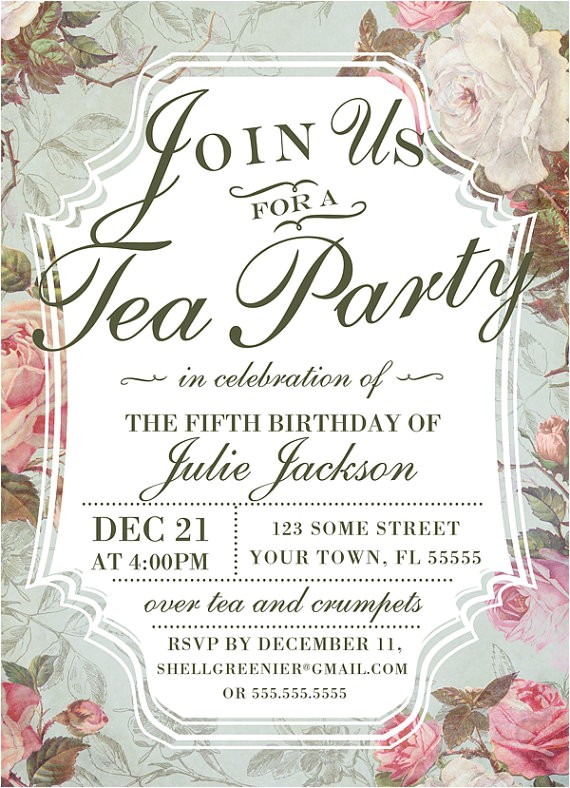 Garden Tea Party Invitation Ideas Birthday Tea Party Invitation Template by