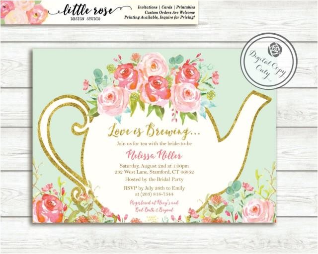 Garden Tea Party Invitation Ideas Love is Brewing Bridal Shower Invitation Garden Tea