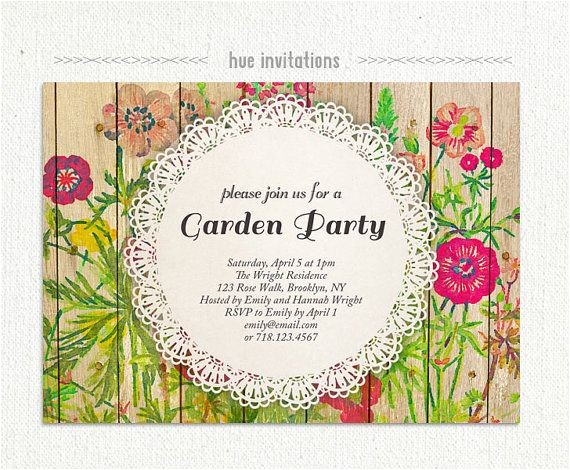 Garden Tea Party Invitation Wording Shabby Floral Garden Party Invitation Watercolor