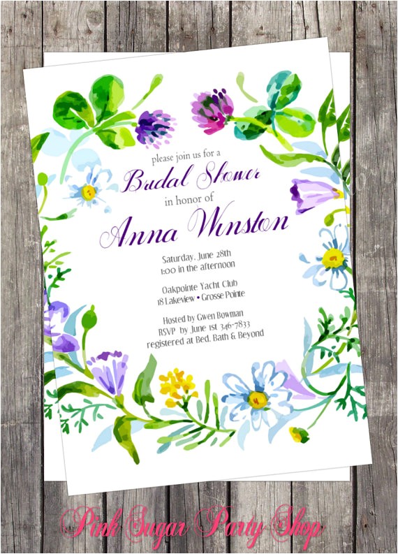 Garden themed Bridal Shower Invitation Wording Items Similar to Diy Invitation Watercolor Floral Bridal