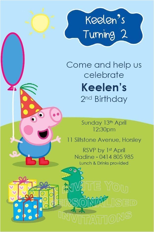 George Pig Birthday Party Invitations Birthday Party Invitations Boys Invite Peppa George Pig