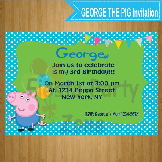 George Pig Birthday Party Invitations Items Similar to George the Pig George the Pig