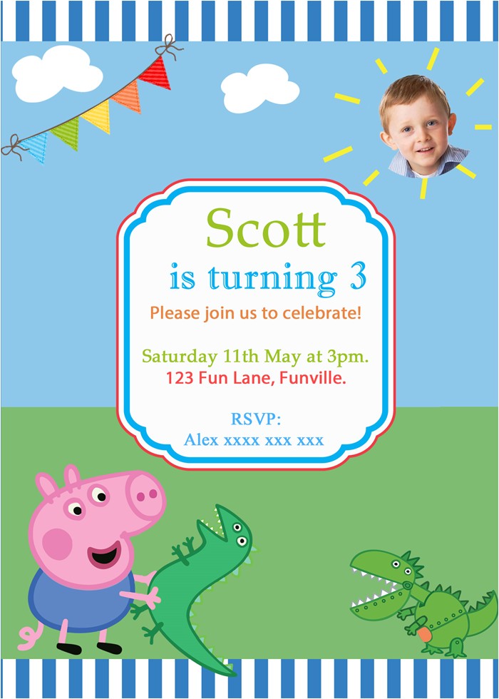 George Pig Birthday Party Invitations Peppa Pig George & Friends Digital Party Invitation