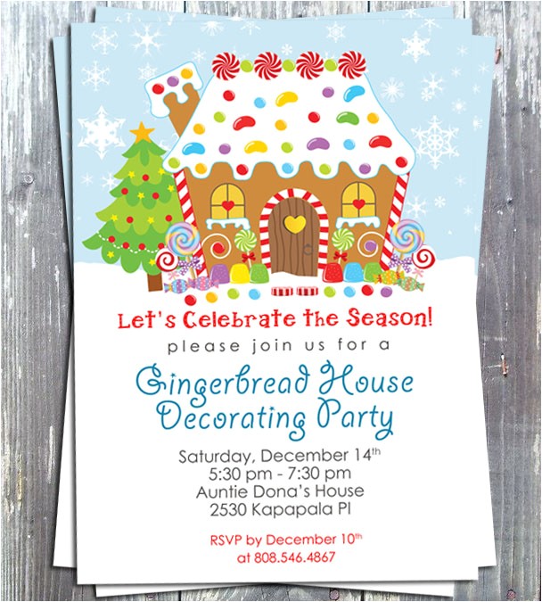 Gingerbread Birthday Party Invitations Gingerbread House Decoration Party Invitation E File