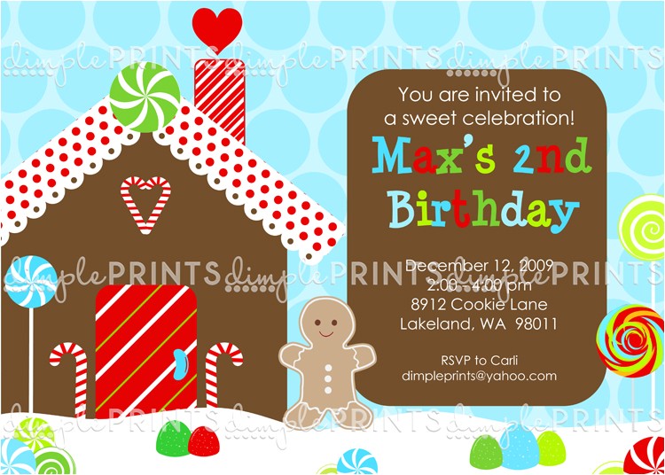 Gingerbread Birthday Party Invitations Gingerbread House Printable Birthday Invitation Dimple