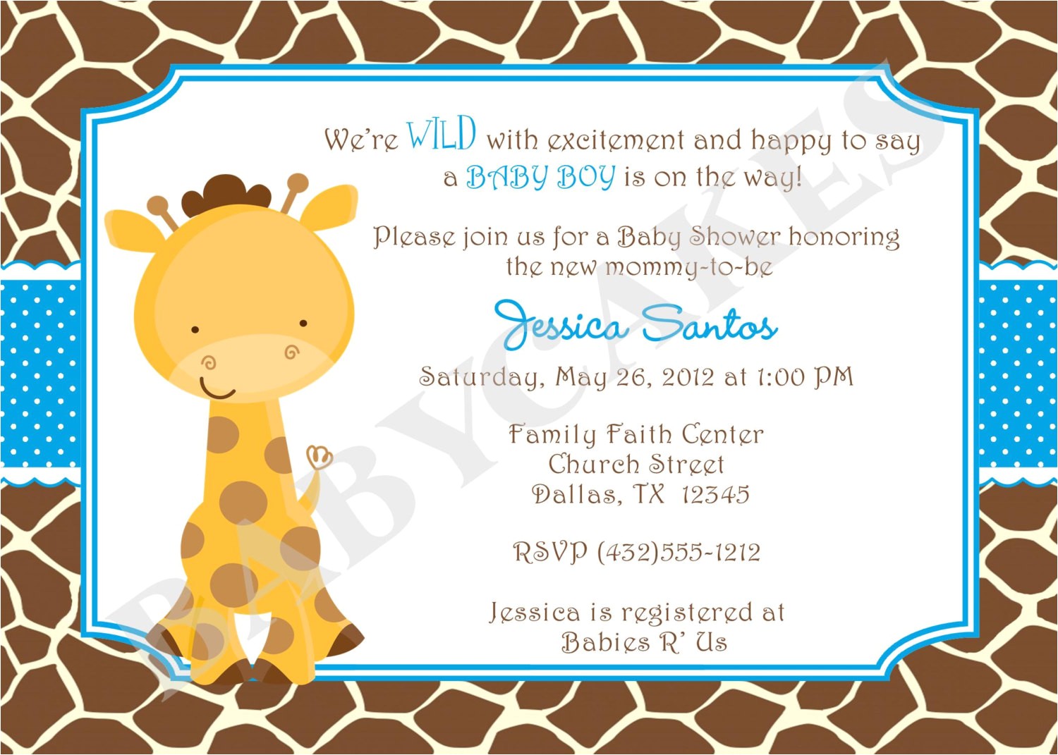Giraffe Baby Shower Invitations Template Baby Shower Invitations Giraffe theme