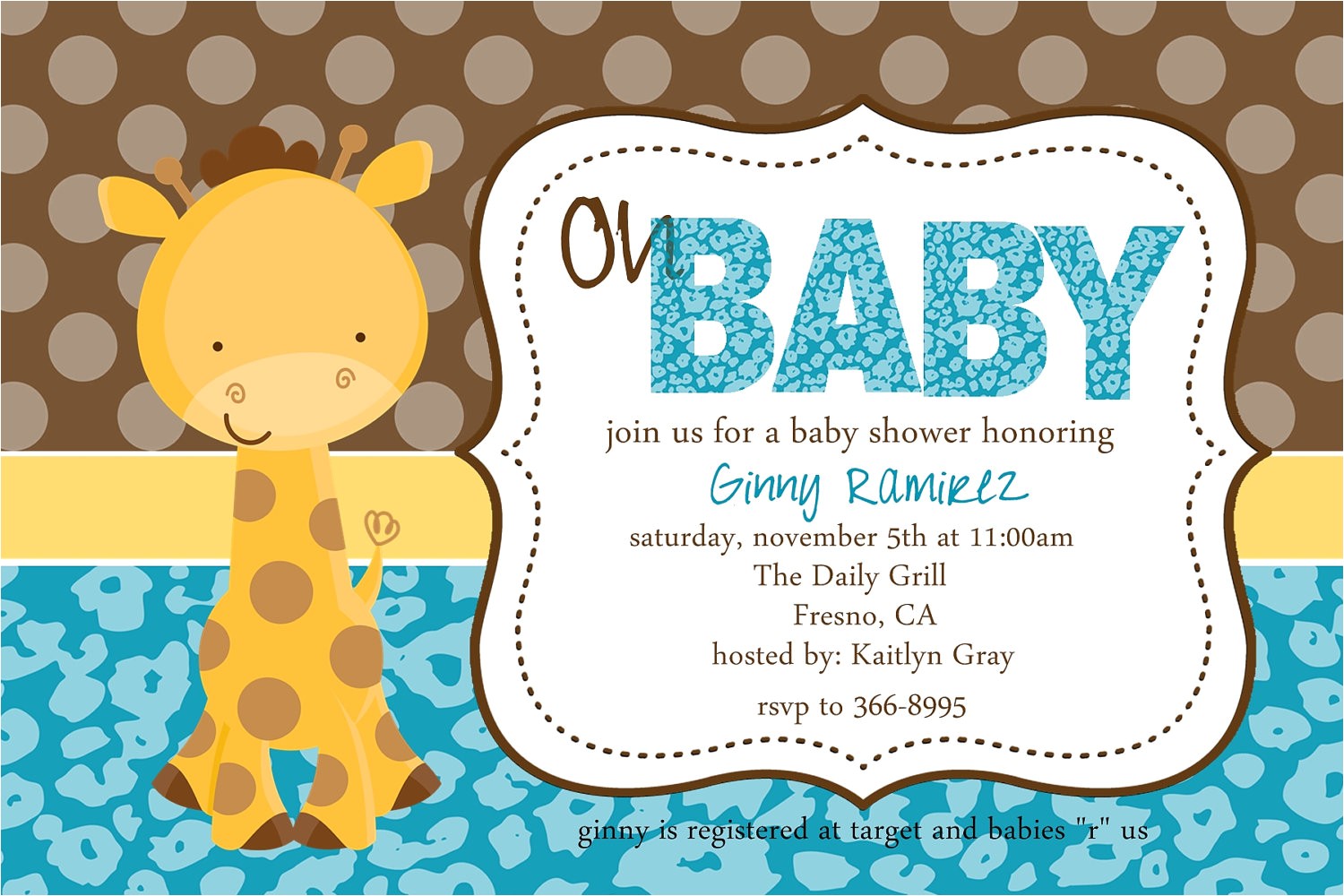 Giraffe Baby Shower Invitations Template Baby Shower Invitations Giraffe theme
