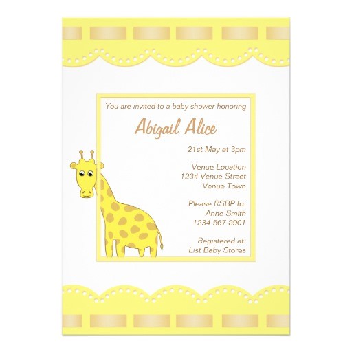 Giraffe Baby Shower Invitations Template Baby Shower Template with Cartoon Giraffe Custom Invite