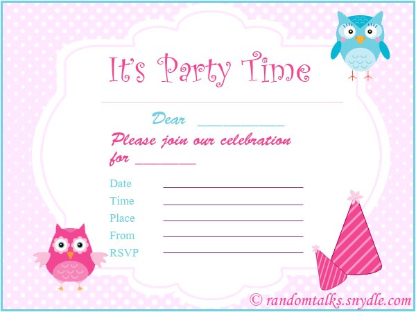 Girl Birthday Invitations Free Printable Free Printable Birthday Invitations Random Talks