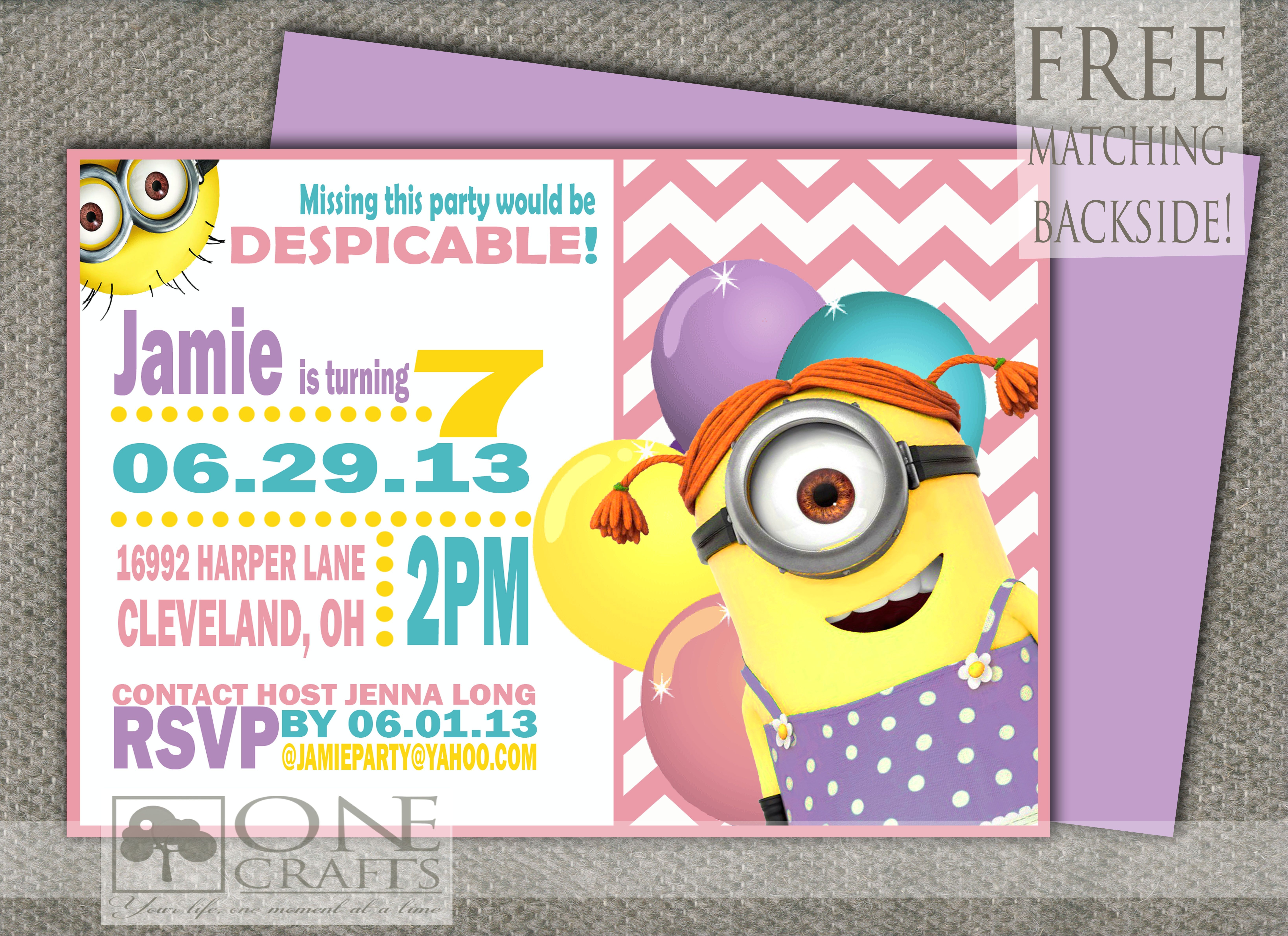 Girl Minion Party Invitations Girl Minion Invitation Printable 9 00 Https Www Etsy Girl Minion Party Invitations Girl Minion Invitation Printable 9 00 Https Www Etsy