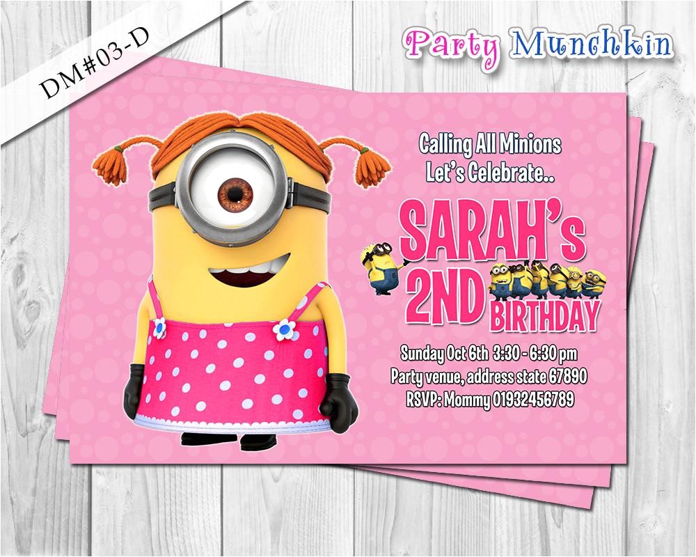 Girl Minion Party Invitations Minion Girl Digital Invitation for Minions Inspired Girl Minion Party Invitations Minion Girl Digital Invitation for Minions Inspired