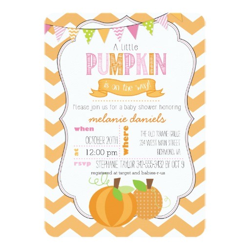 Girl Pumpkin Baby Shower Invitations A Little Pumpkin Girl Baby Shower Invitation