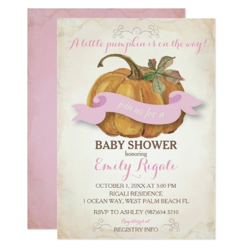 Girl Pumpkin Baby Shower Invitations Little Pumpkin Baby Shower Invitation Girl